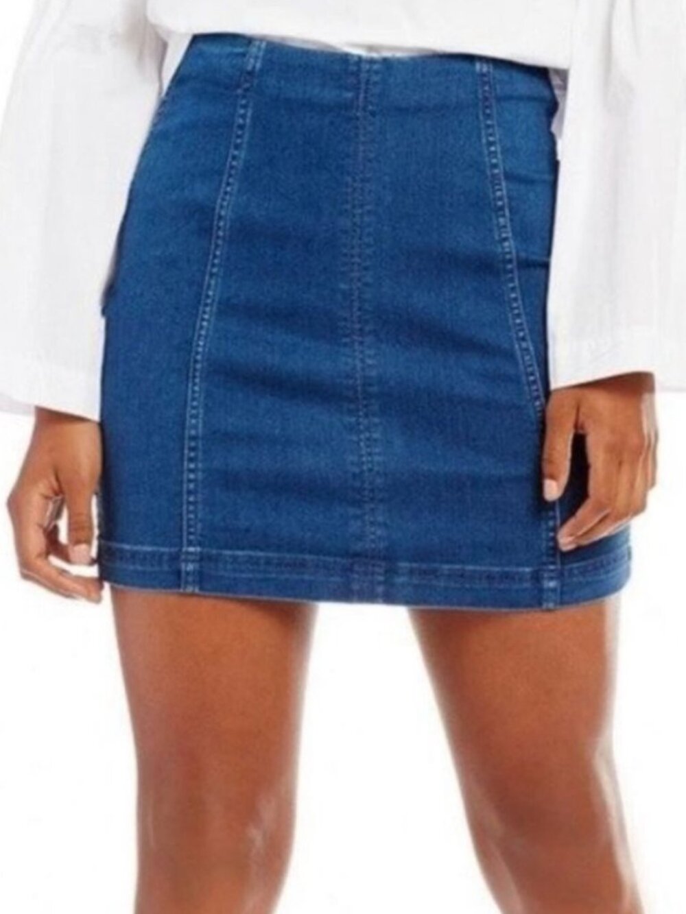 Free People Blue Jean Stretch Mini Skirt Size 8